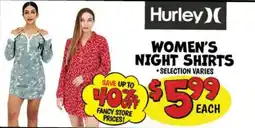 Ollie's Hurley women's night shirts offer