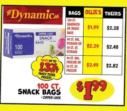 Ollie's Dynamic zipper lock snack bags offer