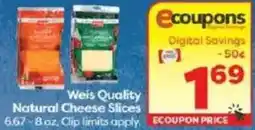 Weis Markets Weis Quality Natural Cheese Slices offer