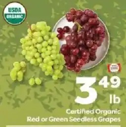 Weis Markets Certified Organic Red or Green Seedless Grapes offer