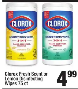 Super King Markets Clorox Fresh Scent or Lemon Disinfecting Wipes offer
