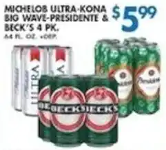 Compare Foods Michelob Ultra-Kona Big Wave-Presidents & Beck's 4 Pk. offer