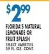 Compare Foods Florida's natural lemonade or fruit splash offer