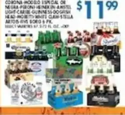 Compare Foods Corona Modelo Especial or Negra Modelo Beer in 4-Piece Light Caribe Guinness or Irish Head-Not-It White Clam Stella offer