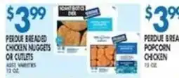 Compare Foods Perdue breaded chicken nuggets or cutlets offer