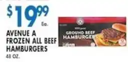 Compare Foods Avenue A frozen all beef hamburgers offer