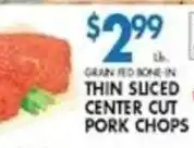 Associated Grain Fed Bone-In Thin Sliced Center Cut Pork Chops offer