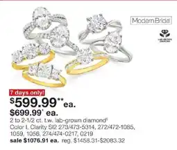 JC Penney Modern Bride lab-grown diamond rings offer