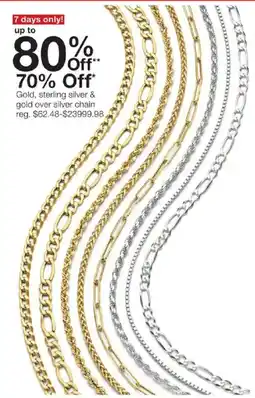 JC Penney Gold, sterling silver & gold over silver chain offer