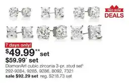 JC Penney DiamondArt cubic zirconia 3-pr. stud set offer
