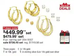 JC Penney Red Bow Deals 6-pr. earring set offer