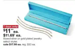 JC Penney Boxed silver or gold plated jewelry offer