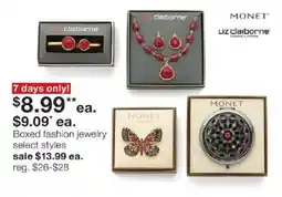 JC Penney Monet boxed fashion jewelry offer