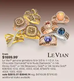 JC Penney Le Vian genuine gemstone &/or 3/8 to 1-1/2 ct. t.w. Chocolate Diamonds &/or Nude Diamonds in 14k Honey Gold or 14k Strawberry offer