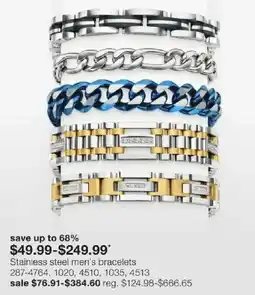 JC Penney Stainless steel men's bracelets offer