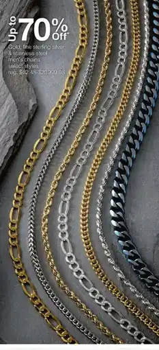 JC Penney Gold, fine sterling silver & stainless steel men's chains offer