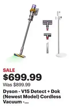 Best Buy Dyson - V15 Detect + Dok (Newest Model) Cordless Vacuum - Yellow/Nickel offer