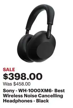 Best Buy Sony - WH-1000XM6- Best Wireless Noise Cancelling Headphones - Black offer