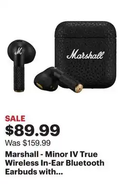 Best Buy Marshall - Minor IV True Wireless In-Ear Bluetooth Earbuds with Microphone for Calls - Black offer