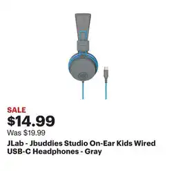 Best Buy JLab - Jbuddies Studio On-Ear Kids Wired USB-C Headphones - Gray offer