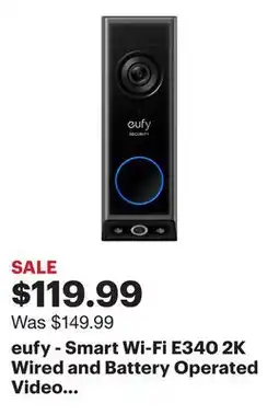 Best Buy eufy - Smart Wi-Fi E340 2K Wired and Battery Operated Video Doorbell with Dual Cameras - Black offer