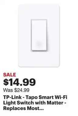 Best Buy TP-Link - Tapo Smart Wi-Fi Light Switch with Matter - Replaces Most Traditional Switches - White offer