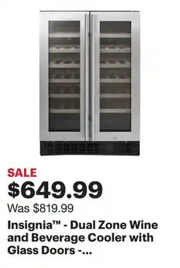 Best Buy Insignia - Dual Zone Wine and Beverage Cooler with Glass Doors - Stainless Steel offer