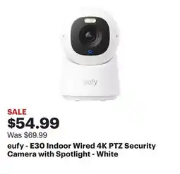 Best Buy eufy - E30 Indoor Wired 4K PTZ Security Camera with Spotlight - White offer