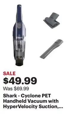 Best Buy Shark - Cyclone PET Handheld Vacuum with HyperVelocity Suction, PetExtract Hair Tool - Navy Blue offer