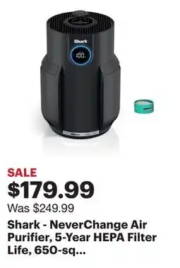 Best Buy Shark - NeverChange Air Purifier, 5-Year HEPA Filter Life, 650-sq Ft - Black offer