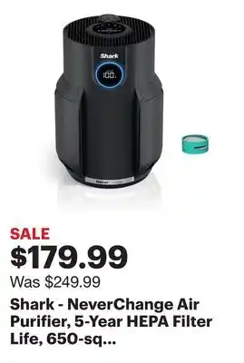 Best Buy Shark - NeverChange Air Purifier, 5-Year HEPA Filter Life, 650-sq Ft - Black offer