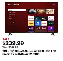 Best Buy TCL - 55 Class S-Series 4K UHD HDR LED Smart TV with Roku TV (2026) offer