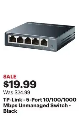 Best Buy TP-Link - 5-Port 10/100/1000 Mbps Unmanaged Switch - Black offer