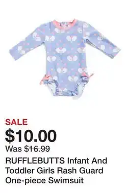 Marshalls RUFFLEBUTTS Infant And Toddler Girls Rash Guard One-piece Swimsuit offer