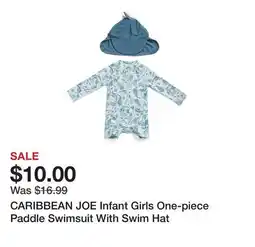 Marshalls CARIBBEAN JOE Infant Girls One-piece Paddle Swimsuit With Swim Hat offer
