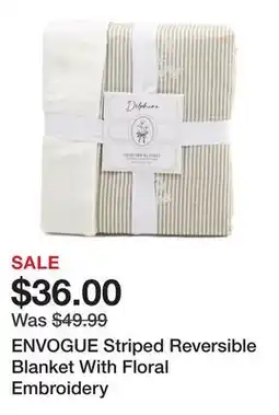 Marshalls ENVOGUE Striped Reversible Blanket With Floral Embroidery offer