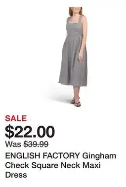 Marshalls ENGLISH FACTORY Gingham Check Square Neck Maxi Dress offer