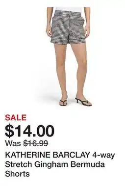 Marshalls KATHERINE BARCLAY 4-way Stretch Gingham Bermuda Shorts offer