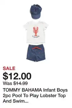 Marshalls TOMMY BAHAMA Infant Boys 2pc Pool To Play Lobster Top And Swim Trunks Set With Hat offer
