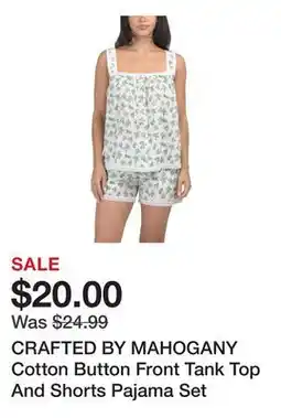 Marshalls CRAFTED BY MAHOGANY Cotton Button Front Tank Top And Shorts Pajama Set offer