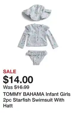 Marshalls TOMMY BAHAMA Infant Girls 2pc Starfish Swimsuit With Hatt offer