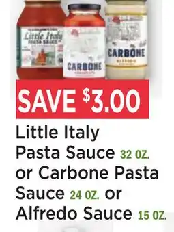 Heinen's Little Italy Pasta Sauce 32 OZ. or Carbone Pasta Sauce 24 OZ. or Alfredo Sauce 15 OZ offer