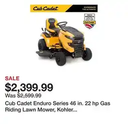 Tractor Supply Company Cub Cadet Enduro Series 46 in. 22 hp Gas Riding Lawn Mower, Kohler Engine, Hydrostatic Transmission offer