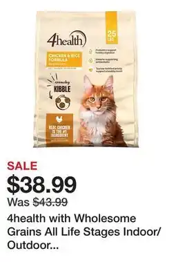 Tractor Supply Company 4health with Wholesome Grains All Life Stages Indoor/Outdoor Chicken and Rice Formula Dry Cat Food offer