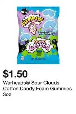 Five Below Warheads Sour Clouds Cotton Candy Foam Gummies 3oz offer