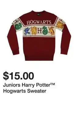 Five Below Juniors Harry Potter Hogwarts Sweater offer