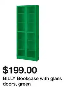 Ikea BILLY Bookcase with glass doors, green offer