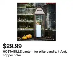 Ikea HÖSTAGILLE Lantern for pillar candle, in/out, copper color offer