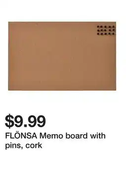Ikea FLÖNSA Memo board with pins, cork offer