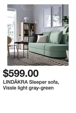 Ikea LINDÃ…KRA Sleeper sofa, Vissle light gray-green offer
